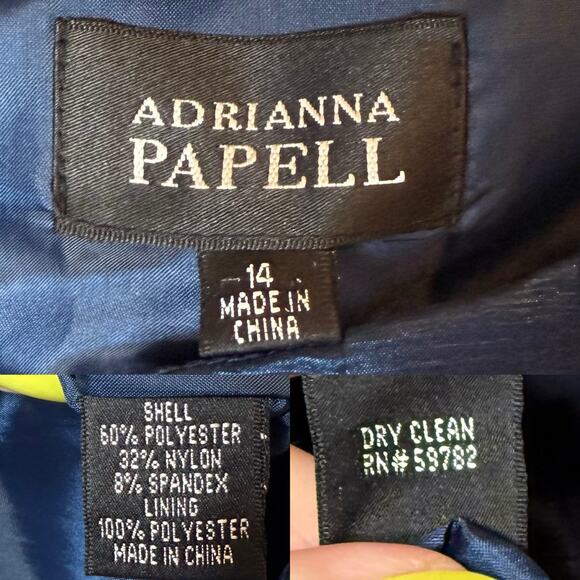 Adrianna Papell Taffeta Ruched Sleeveless Sheath Dress Navy Blue size 14 - Picture 5 of 5
